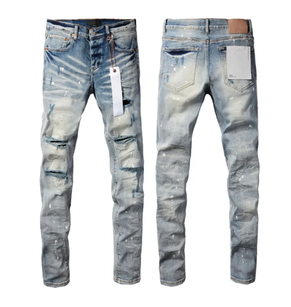 Men's Purples Jeans Fashion Mens Denim Shorts Cool Style Designer Pant Distressed Ripped Biker Black Blue Jean Slim Fit Motorcyc Stretch