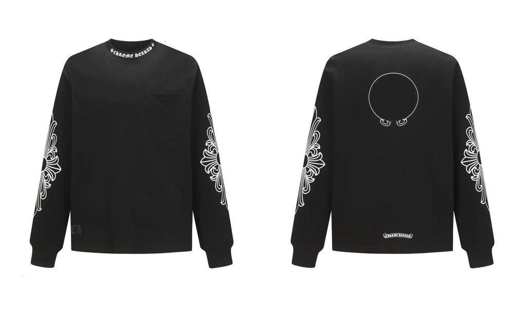Chrome Long Sleeve Heartitys Designer Hoodie Made Of Pure Cotton High Quality Double Yarn Color Blocked Off Shoulder Sleeves Autumn Men's Long