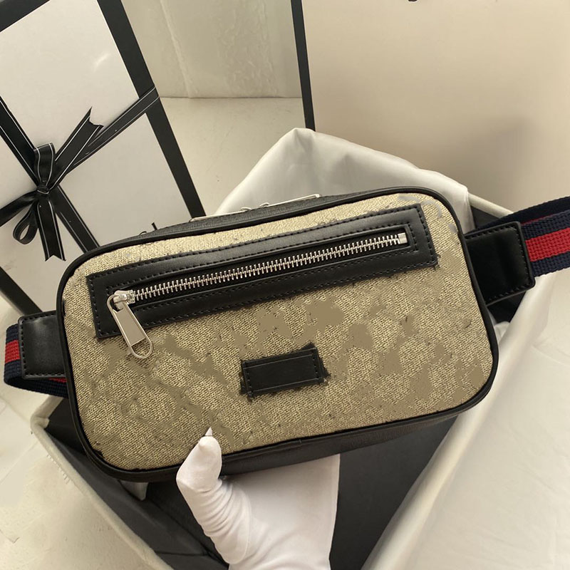 Designer bags Men Women Classic Monogram Canvas Trim Web Stripe Adjustable Belt Waist Bag Silver Zipper Crossbody Chest Bag Daily Travel Sports