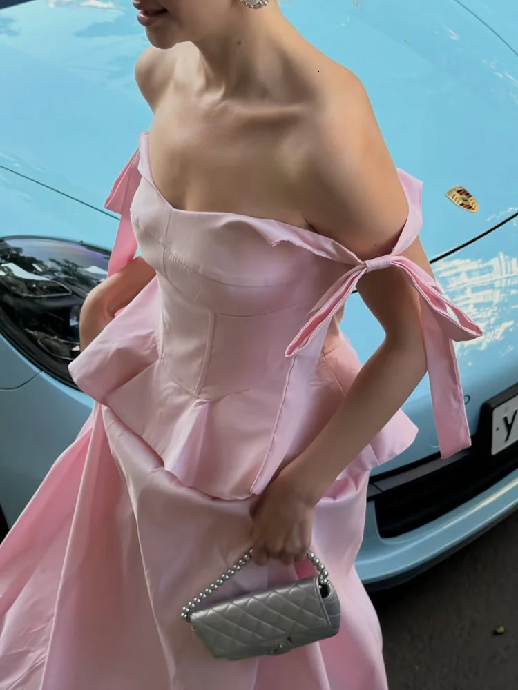 Womens Suit Solid Butterfly Tie Waist Cinching Fishbone Flounce Hem Sling Lantern Overskirt Fashion Summer Daily Wear Lady Sets 260729BJ