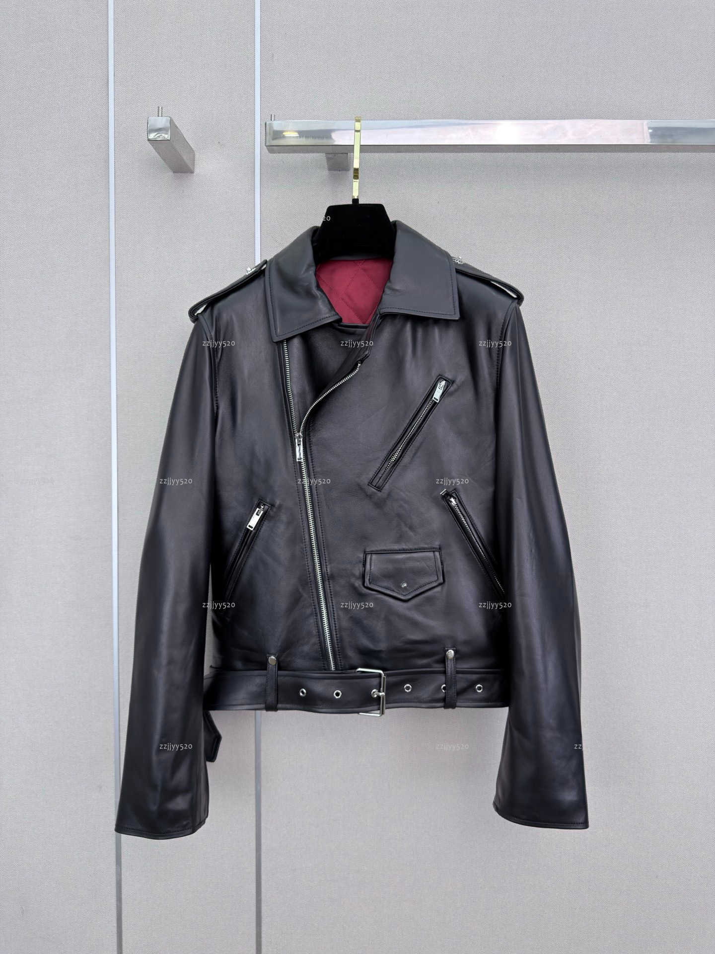 Brand women designer clothes womens coat Autumn winter Thickened letter printing diamond grid long sleeved lapel Fashion leather jacket A393X08N010