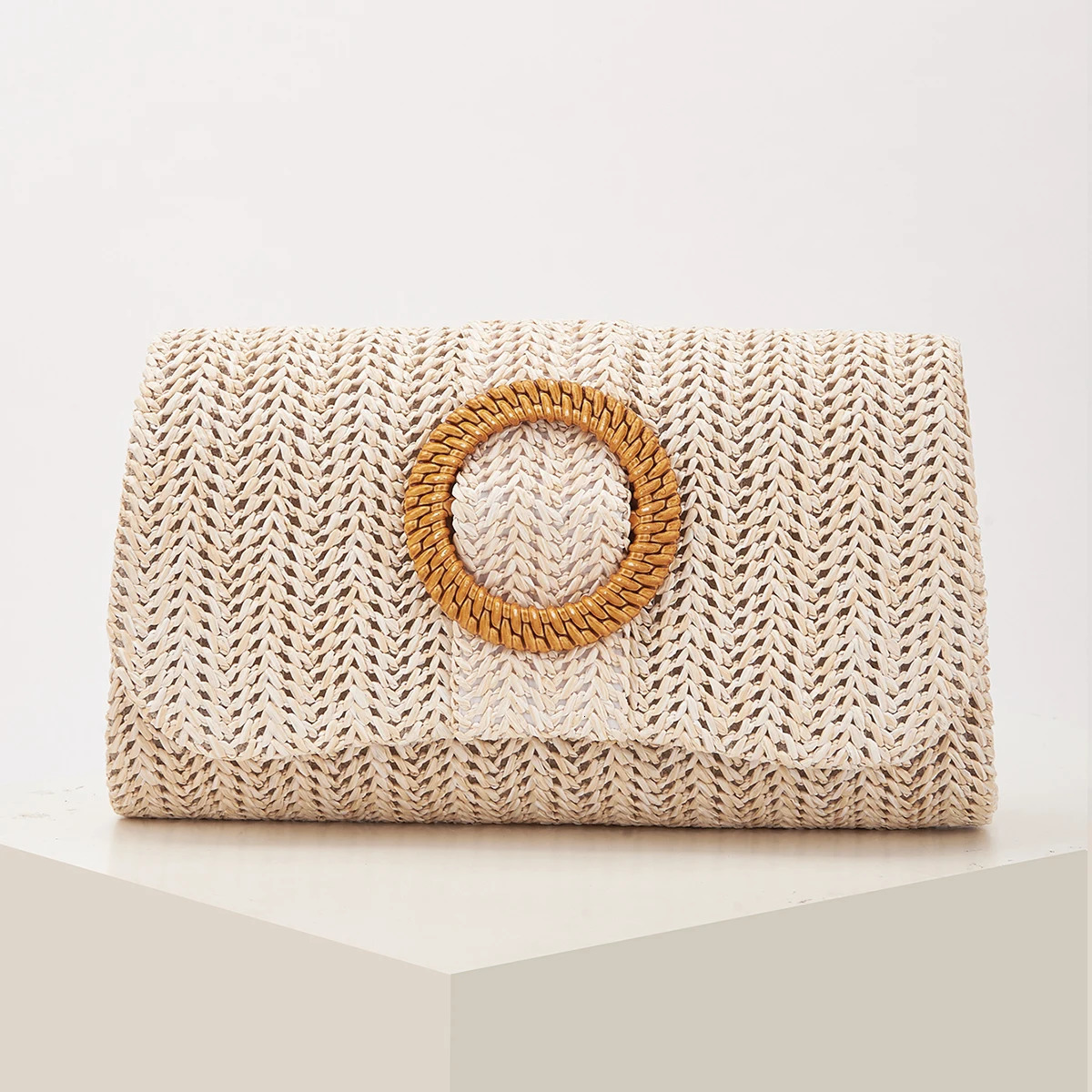 Womens Woven Clutch Bag Envelope Bag Flap Bag Beach Vacation Crossbody Bag Summer Beach Holiday Holiday Season Solid Color Straw Bag Versatile Party