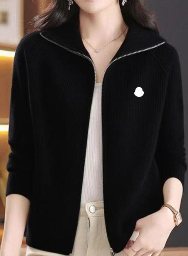Sweater Women's designer long sleeves knitted sweater stylish double-head zipper lapel neck woolen jacket sweaters