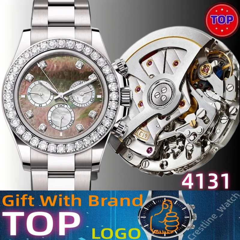 Mens High End Luxury 5Atm Top Brand 4131 Mechanical Watches Business 45 Automatic Wristwatch 904L 89 Waterproof 41Mm Watch 36 Diamonds In A Circle