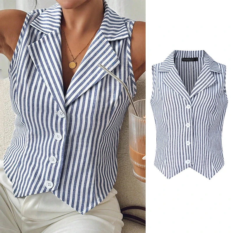 ZANZEA Fashion Womens Blazer Vests 2026 Summer Elegant Notched Lapel Sleeveless Suit Jackets Office Commuting Woman Waistcoats 260728