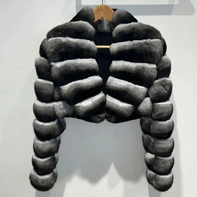 ladies real outerwear Women Fur Coat Womens Fur Faux Natural Rex Rabbit Jacket Real Coat Chinchilla Winter Jackets Women Faux Jacket 9c2
