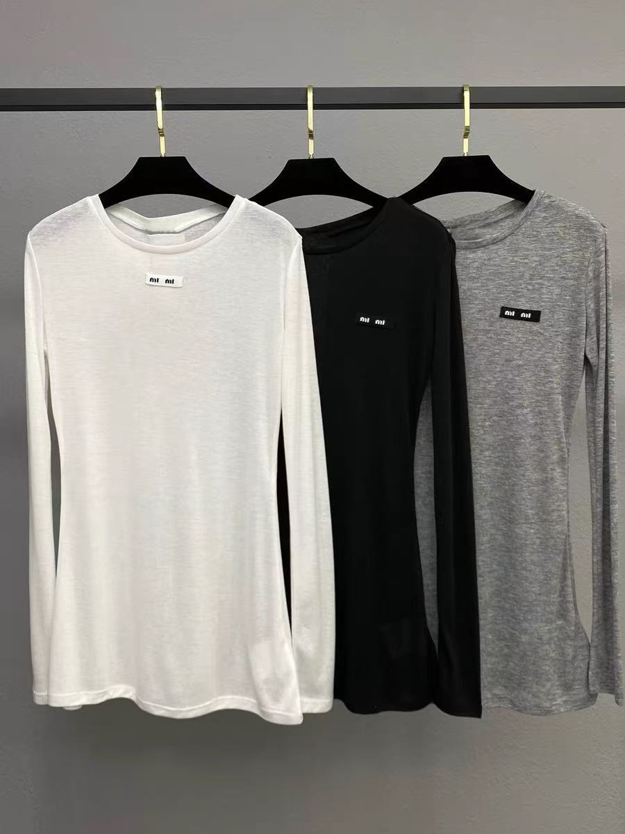 Women's T Shirts Casual 100% Cotton Long Sleeve Designer Round Neck Casual Loose Clothing