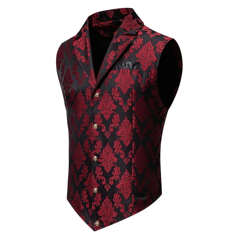 Mens Suit Casual Lapel Single Breasted Jacquard Slim Fit Holiday Vest Red Pink Black and more available 260729