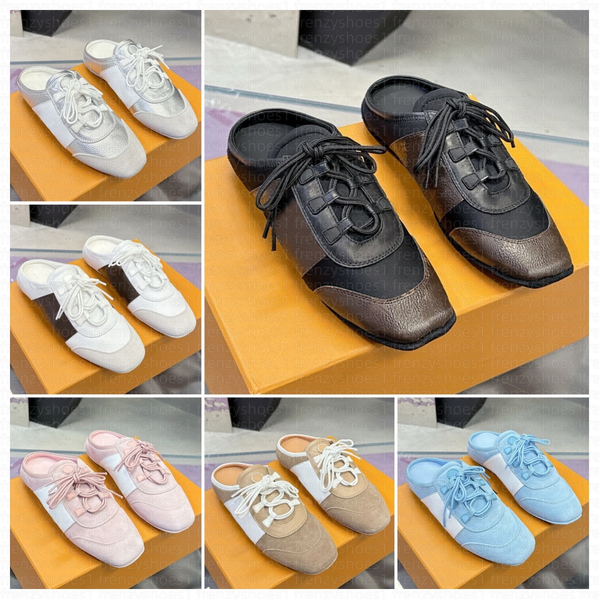 Designer Casual Shoes Training Suede Calf Leather Flat Shoes Women Cut Soft Cowhide Canvas Upper Calfskin Embossed Denim Letter Printing Slipper Scu