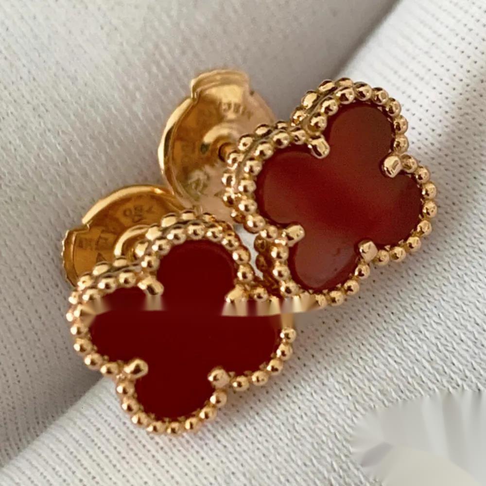 Designer Jewelry van cleefearrings Four leaf clover earrings thickly plated mother of pearl inlaid with diamonds laser cut mini size ODFP CBXFG