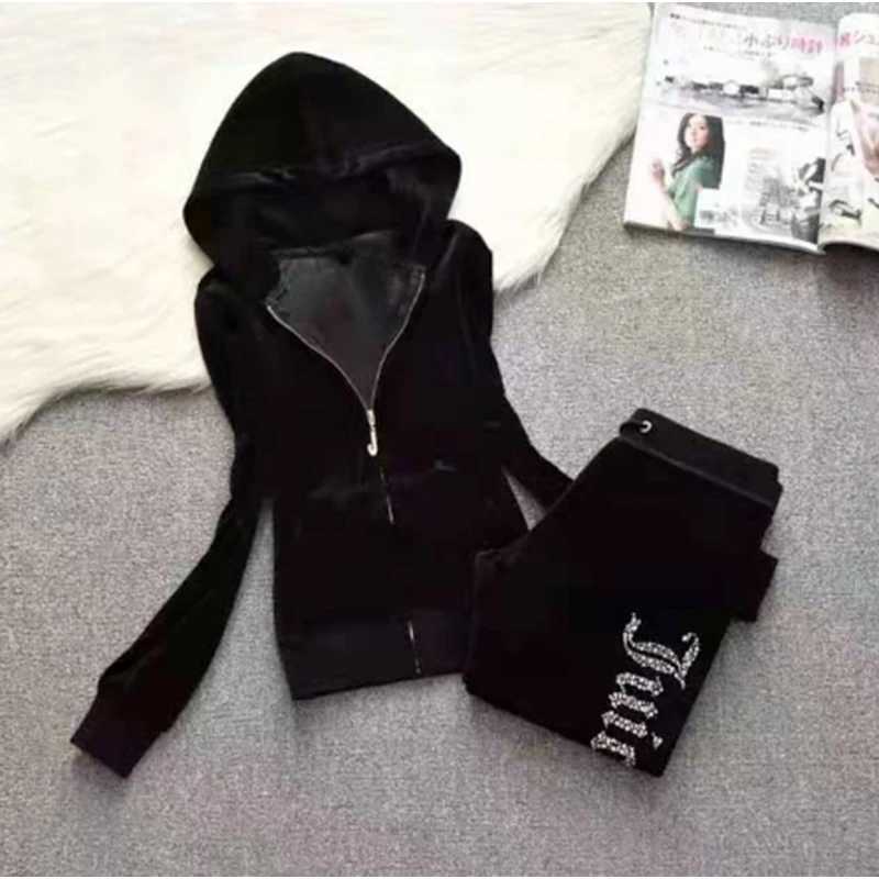 Juicy Tracksuit 2026 Designer Two Piece Set Spring Autumn Y2k High Quality Rhinestone Velvet Tracksuit Womens Hoodie And Pants Set Jogger Outfit Jui