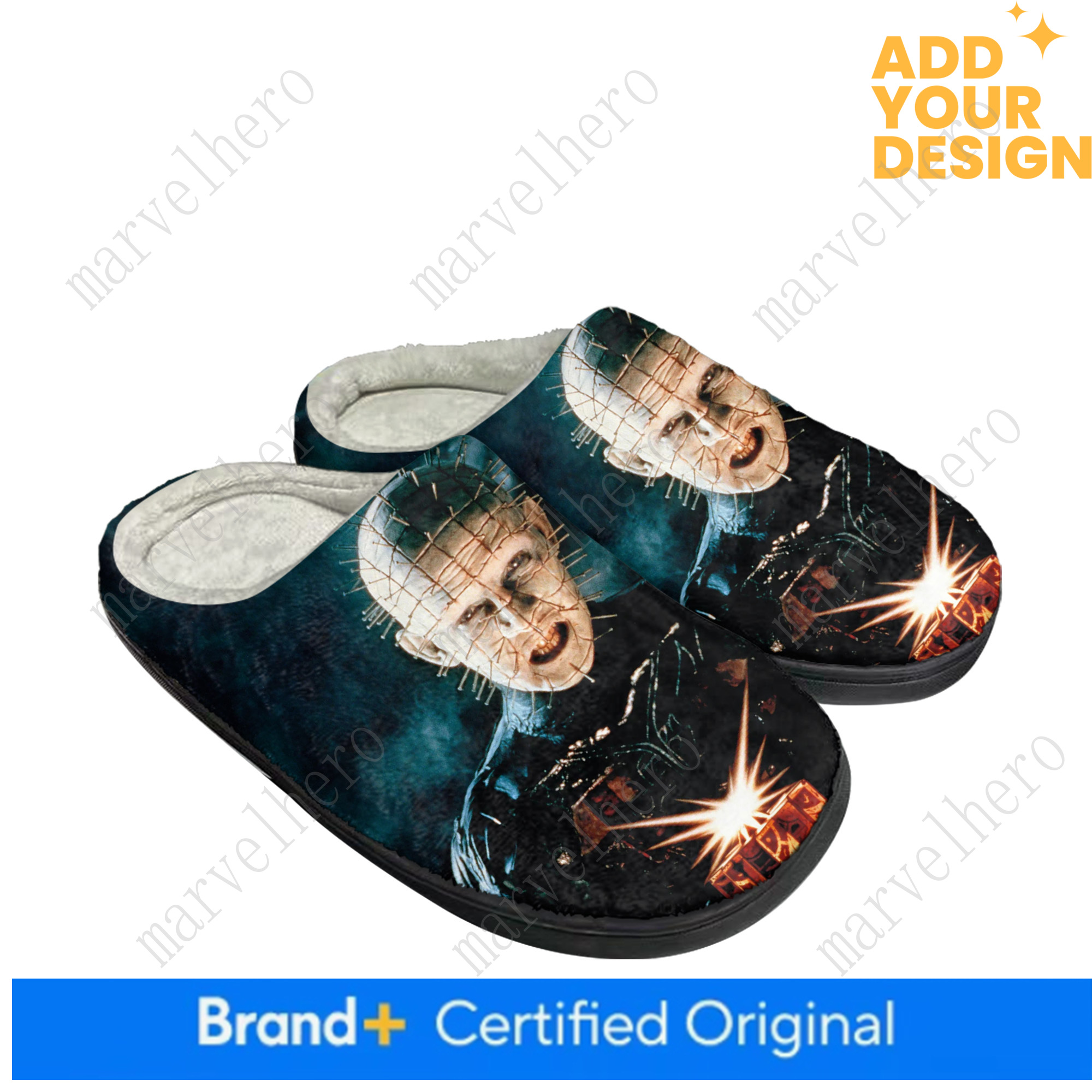 Hellraiser Home Cotton Slippers Mens Womens Youth Horror Pinhead Movies High Quality Plush Bedroom Keep Custom Thermal Winter Slipper Indoor Warm Sh