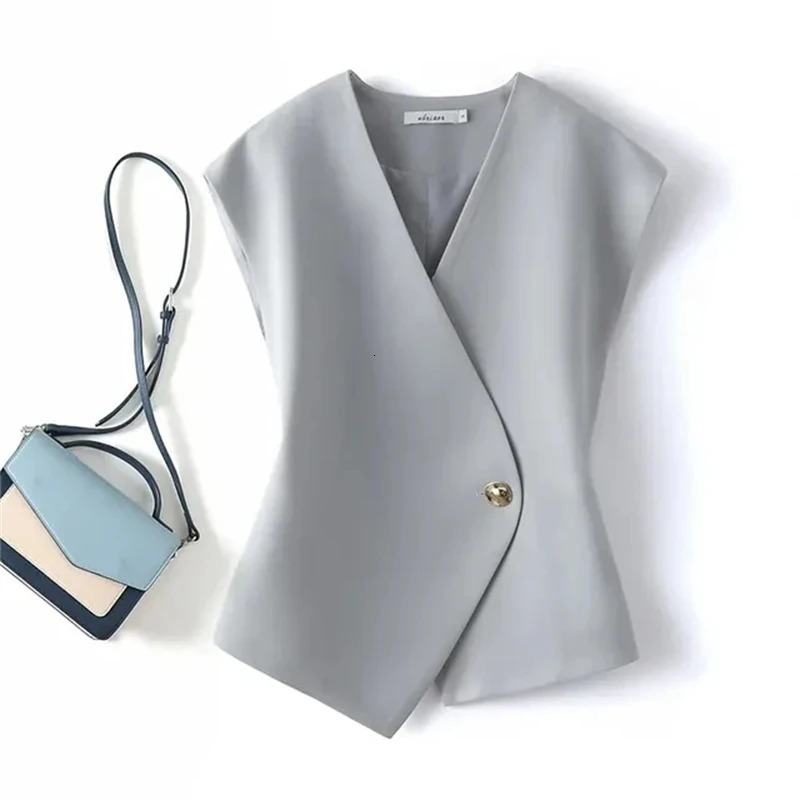 Womens Blazer Vest Coat Spring Sleeveless Advanced Sense Ladies Vest Jacket Casual Appear Thin Fashion Lady Waistcoat 260728