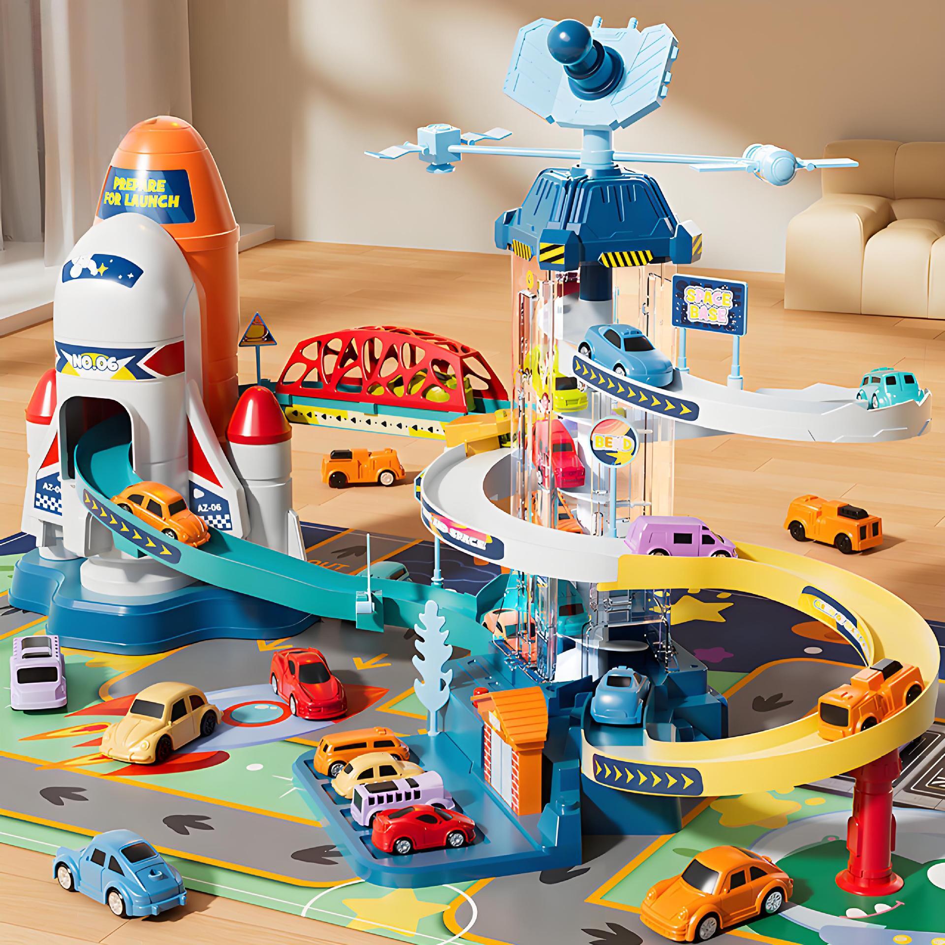Space Rail Train Track Car Adventure Parking Jouet d'assemblage pour garçons
