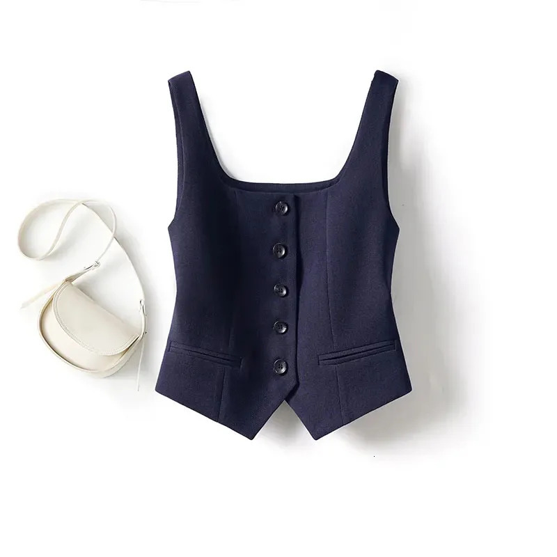 Womens Suit Vest Coat Summer Korean Version Fashion Ladies Waistcoat Tops Be All-match Elegant Female Horse Clip 260728