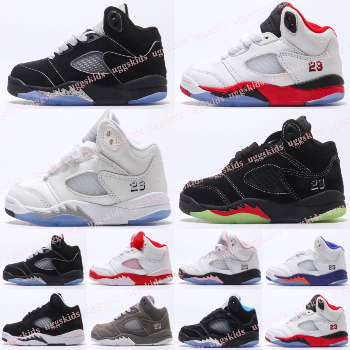 Designer 5s kids shoes Toddler basketball sneakers Girls boys baby Black University Blue shoe grey Fire Red trainers