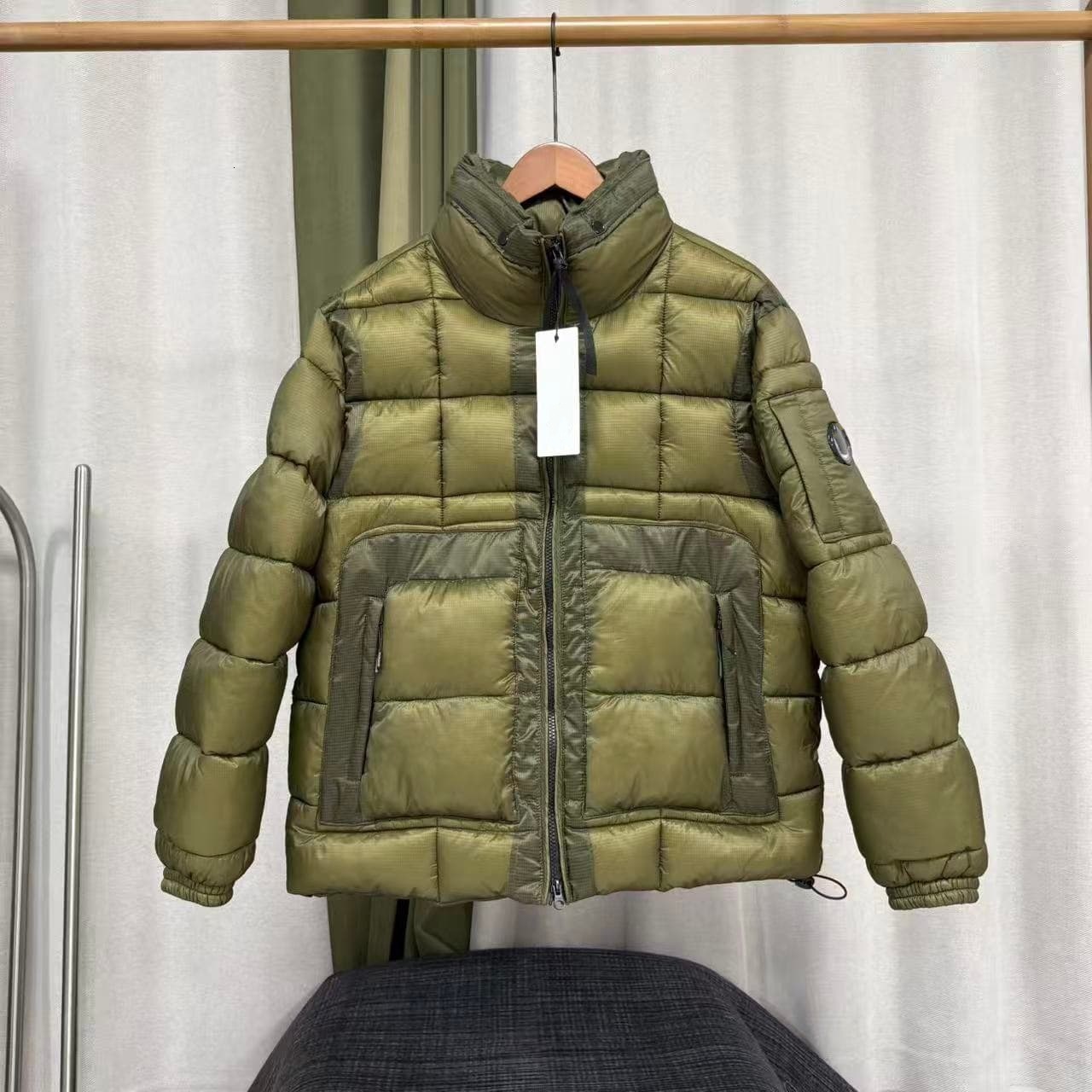 company puffer jacket designer men jacket classic black lens stand-up collar lightweight cotton jacket with checkered segmented quilting jacket