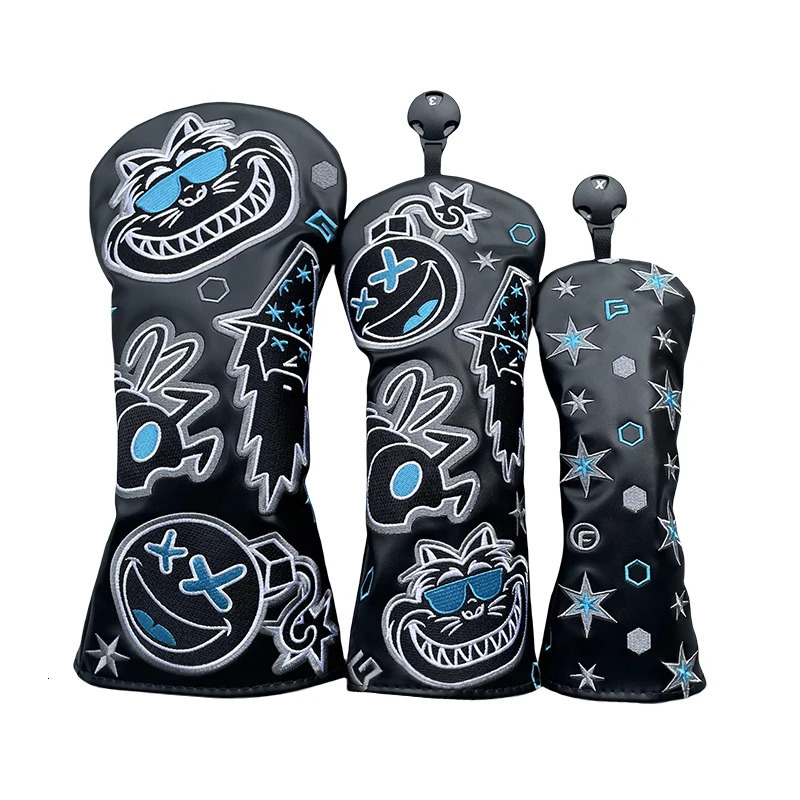 Golf Club Headcovers Wizard Cat n Cut Driver Fairway Hybrid Cover Waterproof Protector Set Soft Durable HeadCover 260730