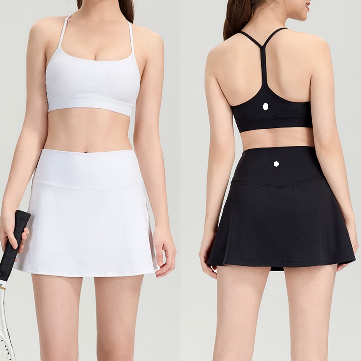UU-L6246 High-Strength Shockproof Sports Bra Breathable Anti-Glare Yoga Short Skirt One-Piece Fitness Underwear A-Line Running Tenni Tennis Skirt