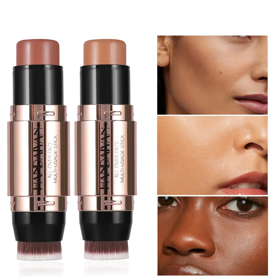 Double Head Highlighter Stick Contour Stick Waterproof Natural Silky Smooth Face Contouring for Nose Shadow With Makeup Brushes 260723BJ