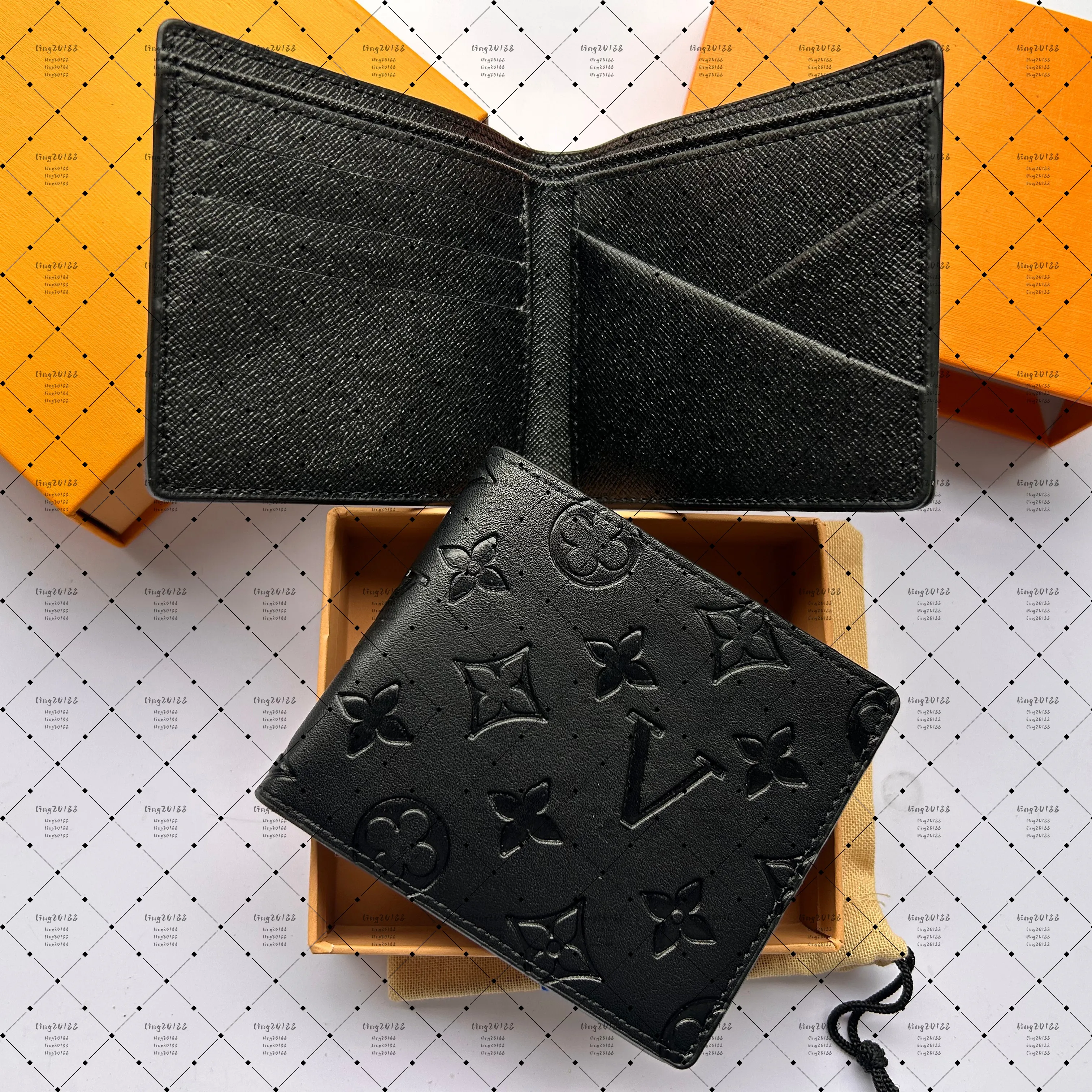 5A Genuine leather Designers Men wallets flower card holder women fashion plaid style purse mens Clutch wallet luxurys Man Bags with box and dustbag