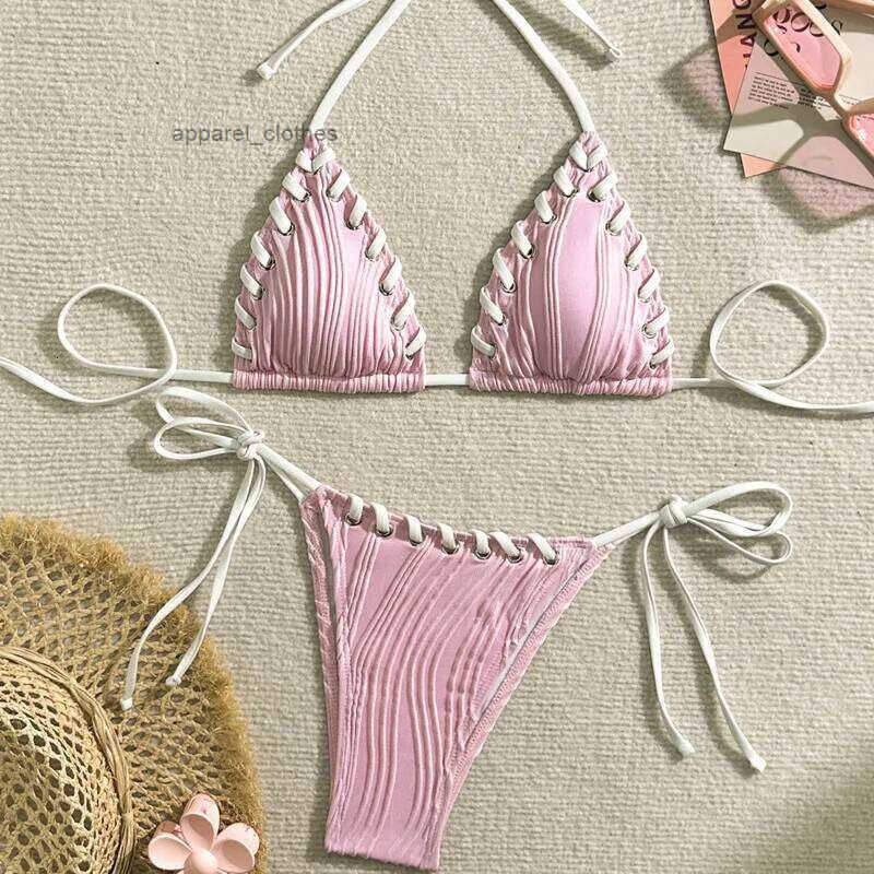 New Sexy Bikinis Pink Swimsuits Women Swimwear Push Up Female Beach Swimming Wear Bathing Suit Brazilian Bikini Set Pool Bather J260312