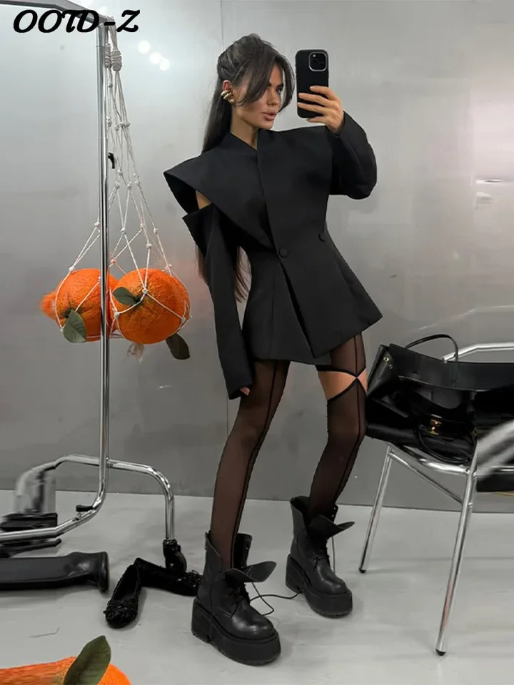 Chic Deconstructed Womens Blazer Modern Full Sleeve Waist-cinched Button Lady Jacket 2026 Fashion Autumn Female Highstreet Coat 260728BJ