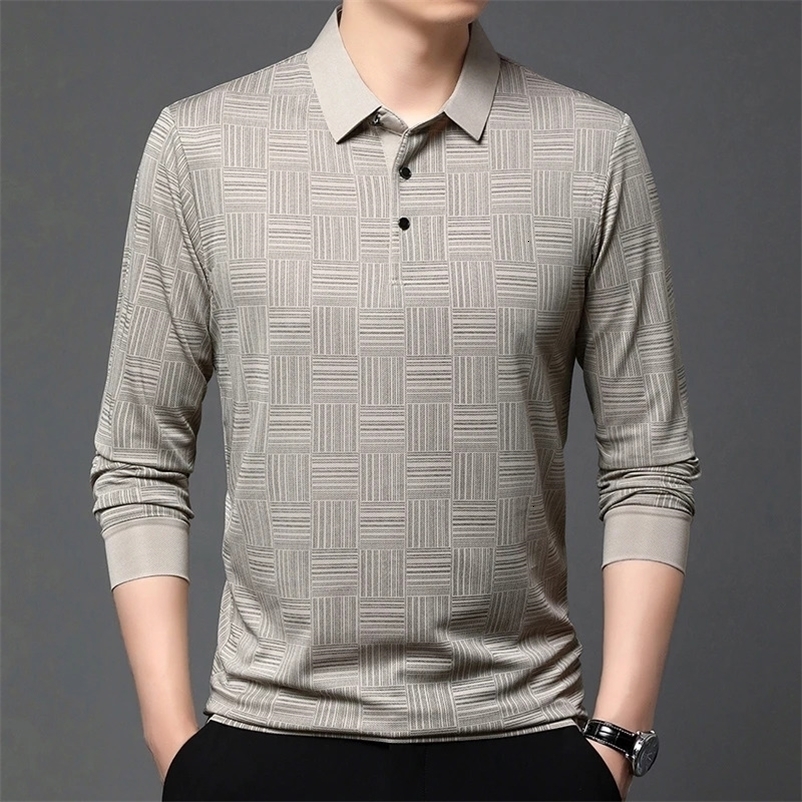 Mens Business Casual Long Sleeved Shirt Solid Color Polo Shirt Fashionable Breathable Comfortable Versatile Top 260728CJ