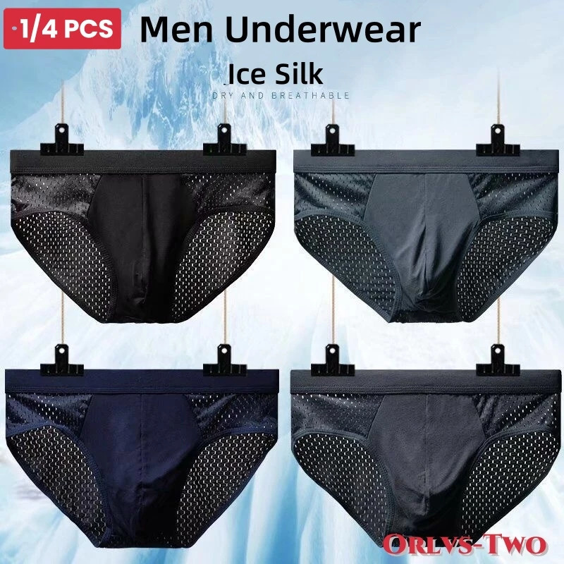 14 PCS Men Underwear Male Thin Breathable Triangle Panties for Mens Ice Silk Briefs Mesh Sexy Square Corner Pants Shorts 260731BJ
