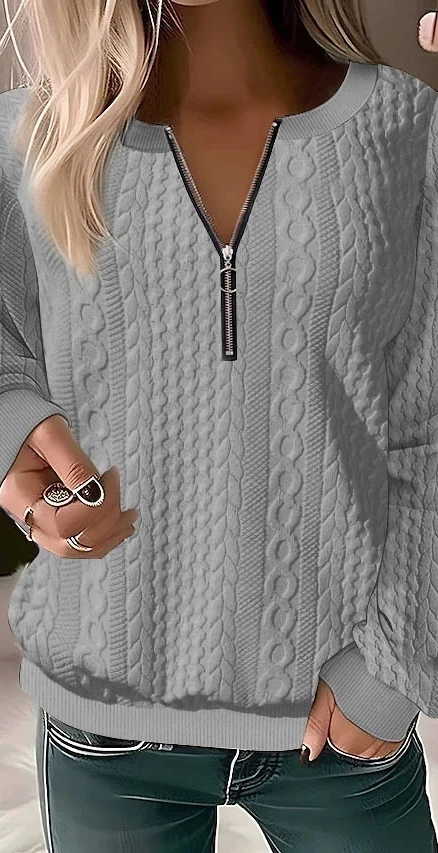 0597 Women's Quilted Sweatshirt Zip-Up Cardigan Jacket Autumn/Winter