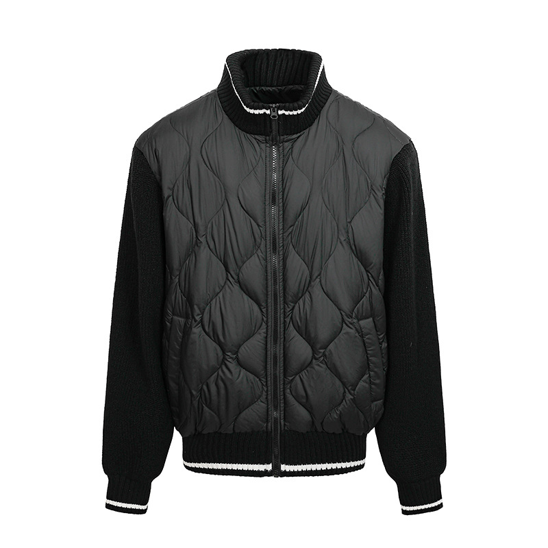hommes vers le bas à la mode Vintage tricoté Patchwork Jaet col montant vêtements chauds en vrac pour hommes et femmes mode automne hiver