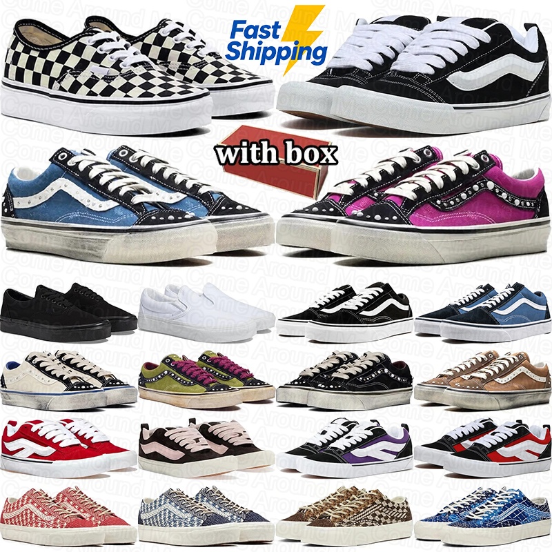 free shipping with box men women skateboard sneakers designer canvas shoes mens trainers slip on black white womens chaussures