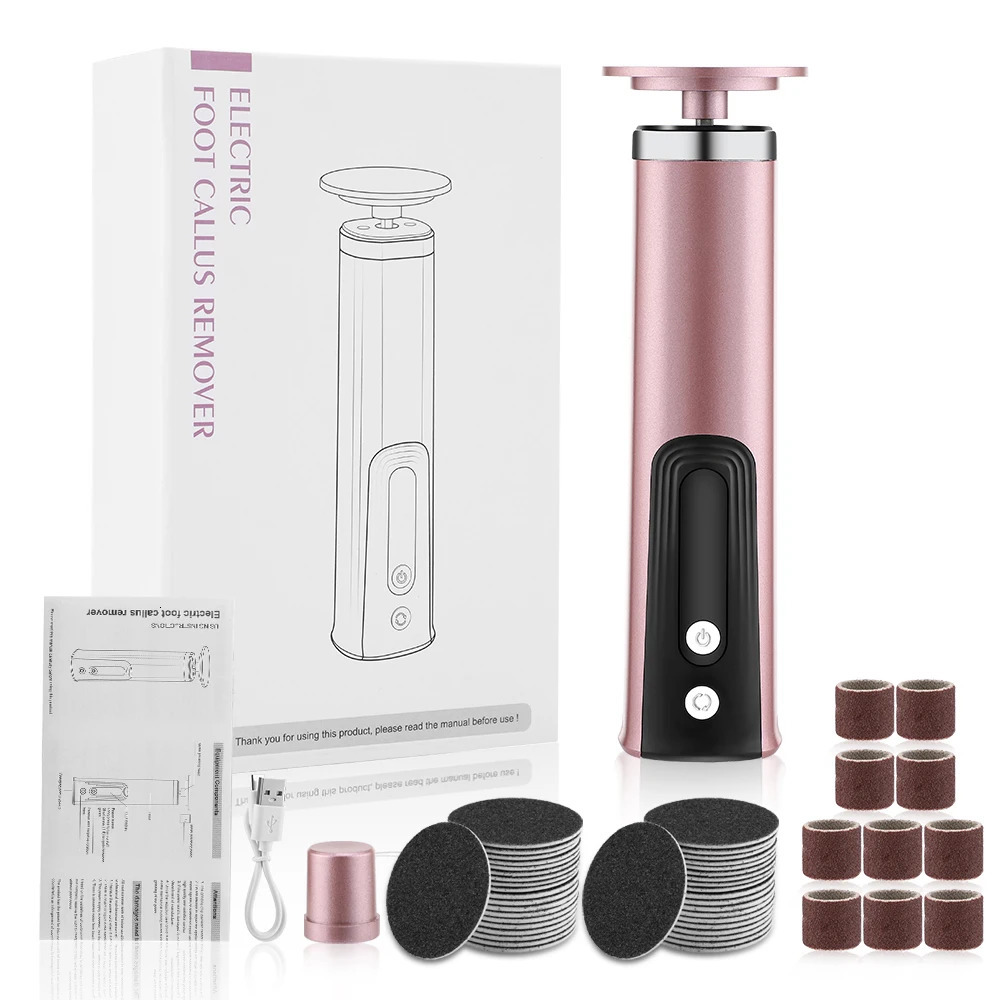 USB Rechargeable Wireless Electric Foot File Cuticle Callus Remover Machine Pedicure Tools Foot Heel Care Tool With Sandpaper 260731