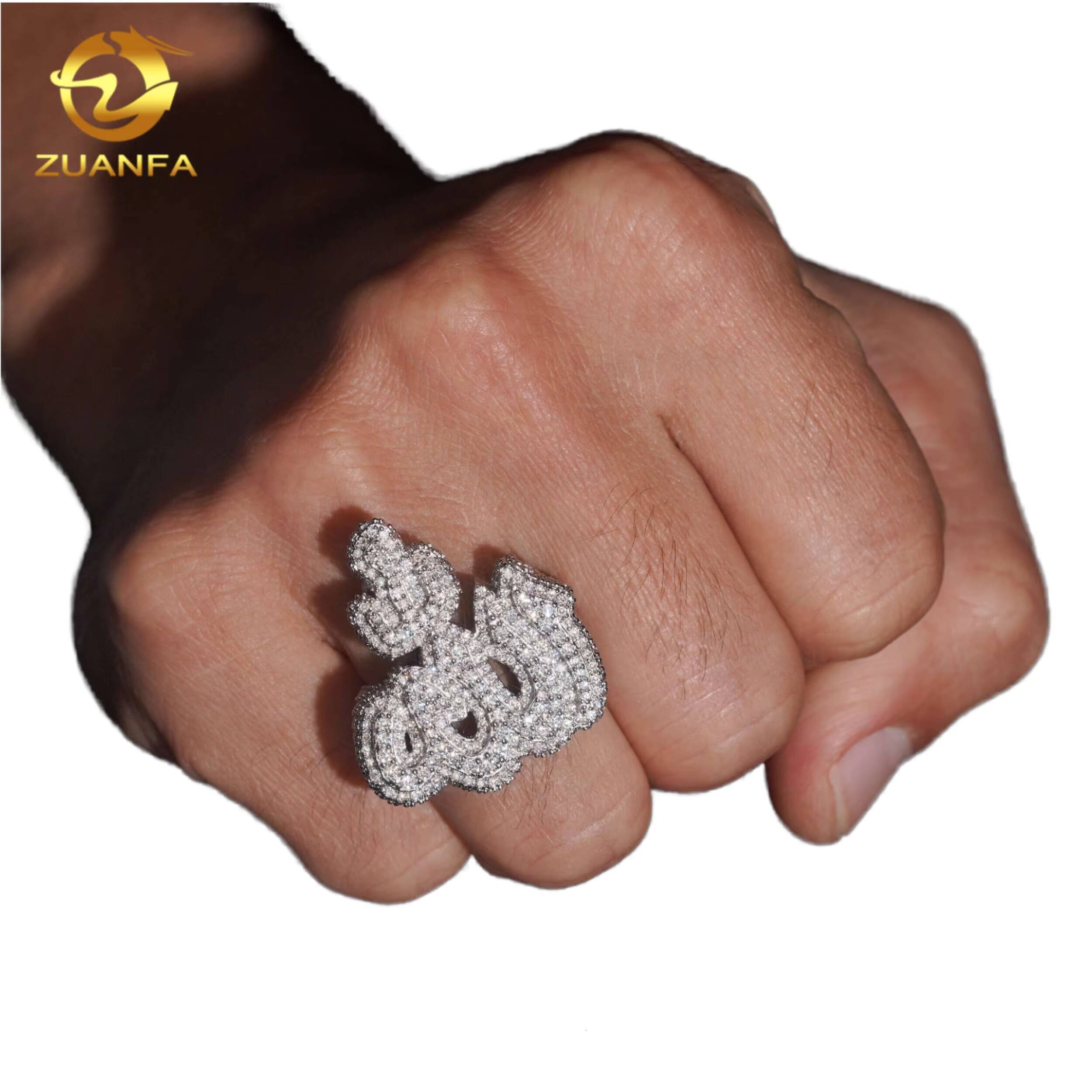 Source Factory Direct Wholesale Small Batch Custom Gra Certified Baguette Cut Moissanite Mens Ring 925 Silver Daily Matching