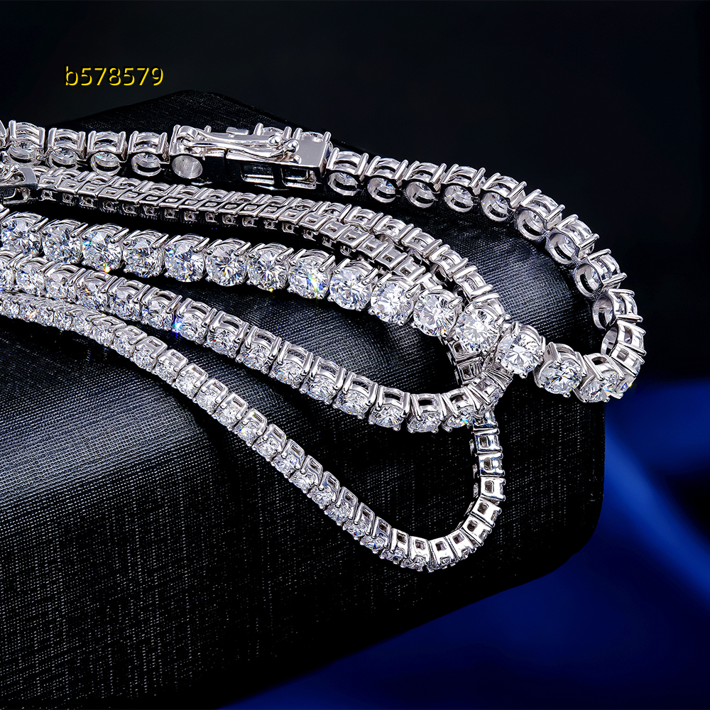 Wholesale Custom High End Mens Womens Hip Hop Iced Out Jewelry Real 14k White Gold D Vvs Lab Grown Diamond Tennis Bracelet