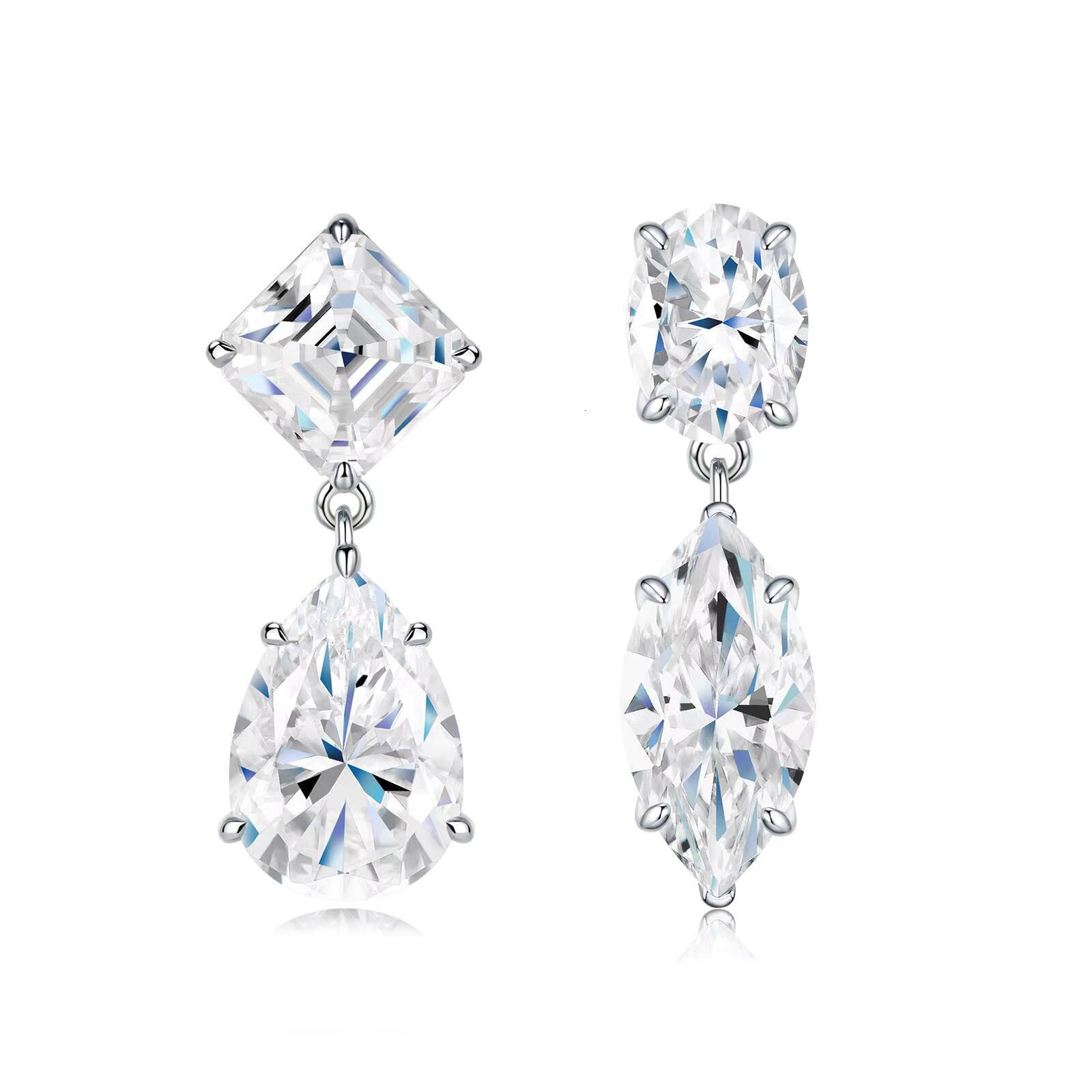 VVS1 Pear Cut Drop Stud 925 Sterling Silver Moissanite New Designs Women Luxury Earrings with Gems