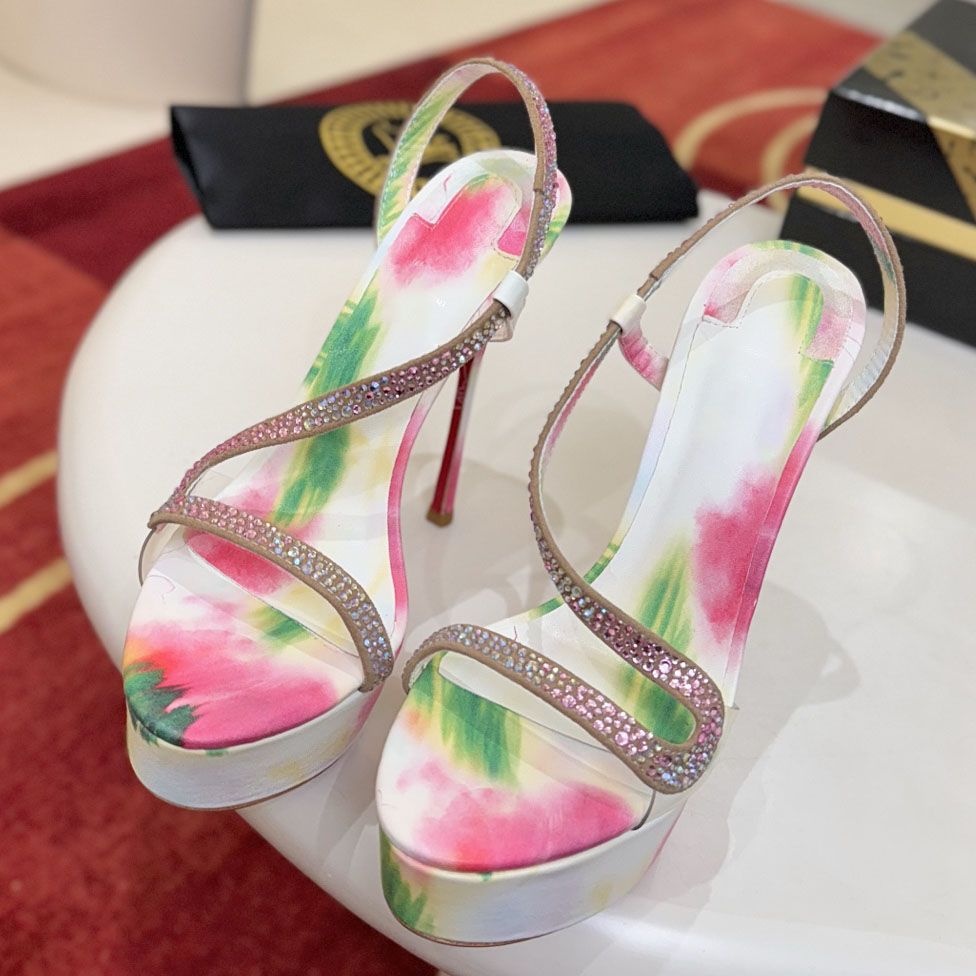 12A Rosa Z Strass Botanica 100 mm Sandals - Botanica printed suede - Multicolor - Women Fashion Designer's Thick Soled High Heeled Sandals Size