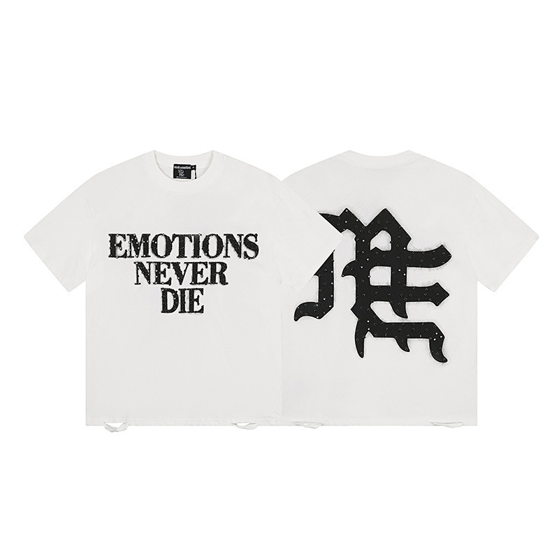 Quality Designer MIXED EMOTION Long sleeved cotton men's and women's Vintage Printed High Street Trendy Fashion Hip Hop T shirt hoodie swe
