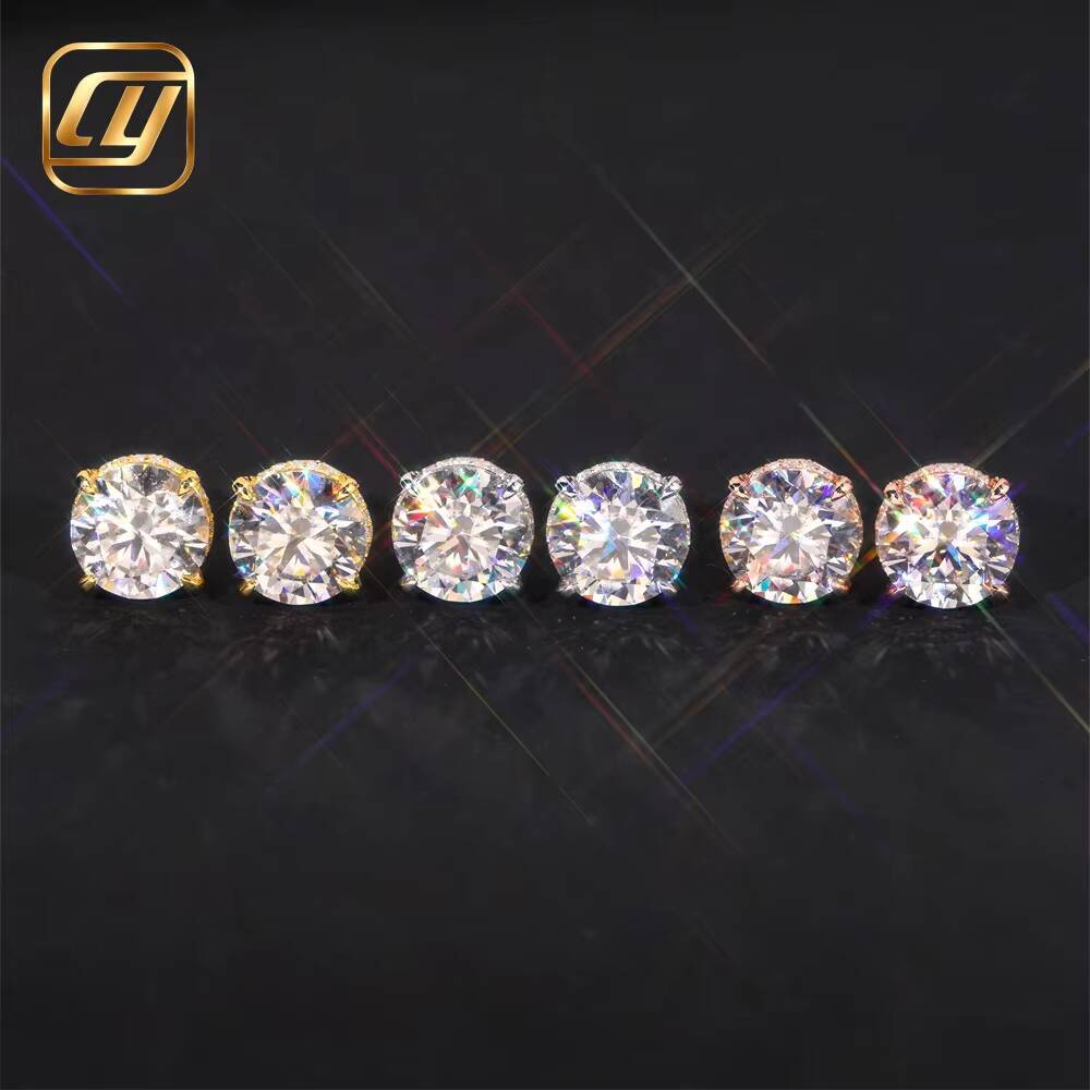 Wholesale VVS Moissanite Brilliant Cut Claw Setting Stud Earrings 18K Gold Plated Elegant Classic Everyday Wear Women's Jewelry