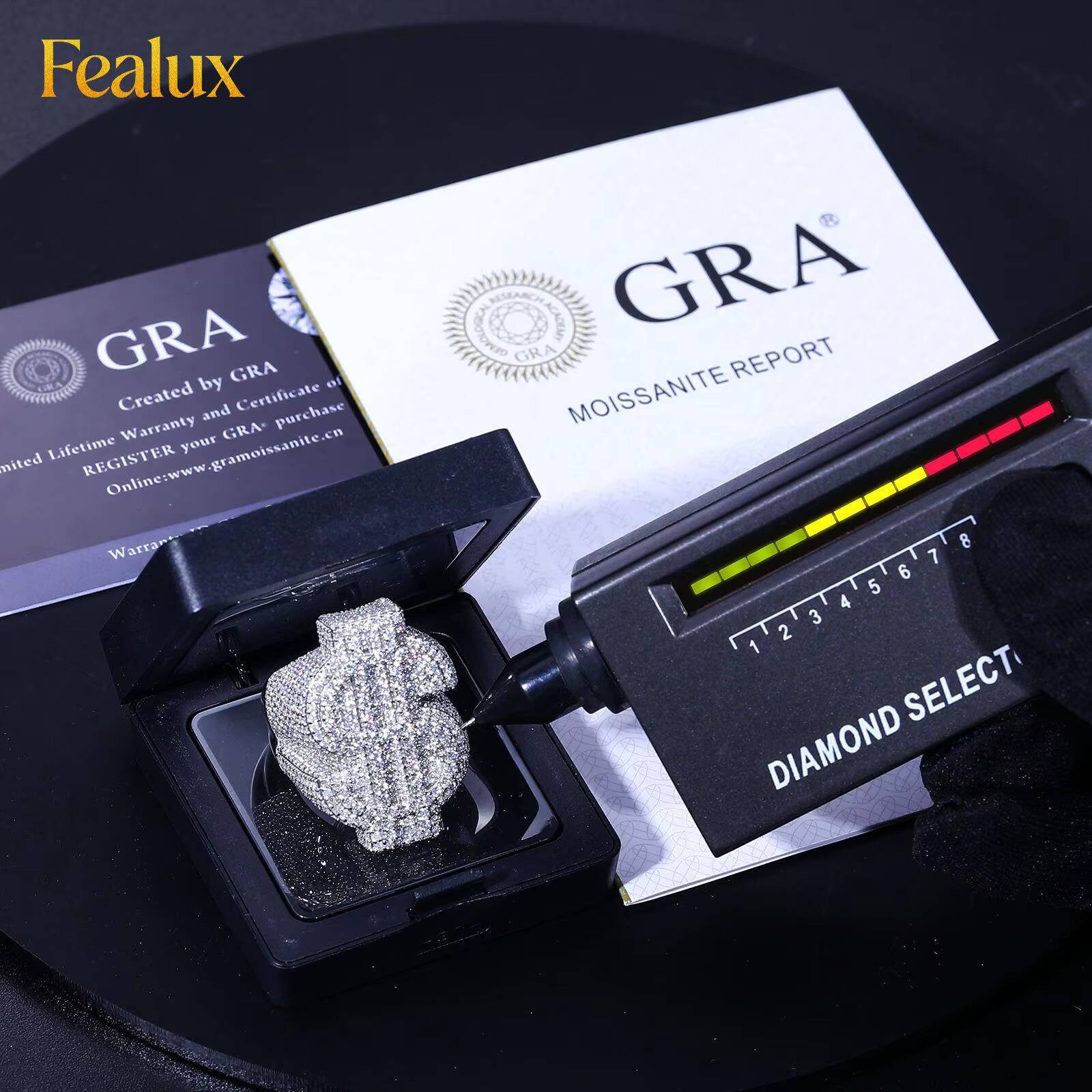 Fealux 925 Sterling Silver Men's Champion New Custom Rapper Letters Iced Out Bling VVS Mens Moissanite Ring