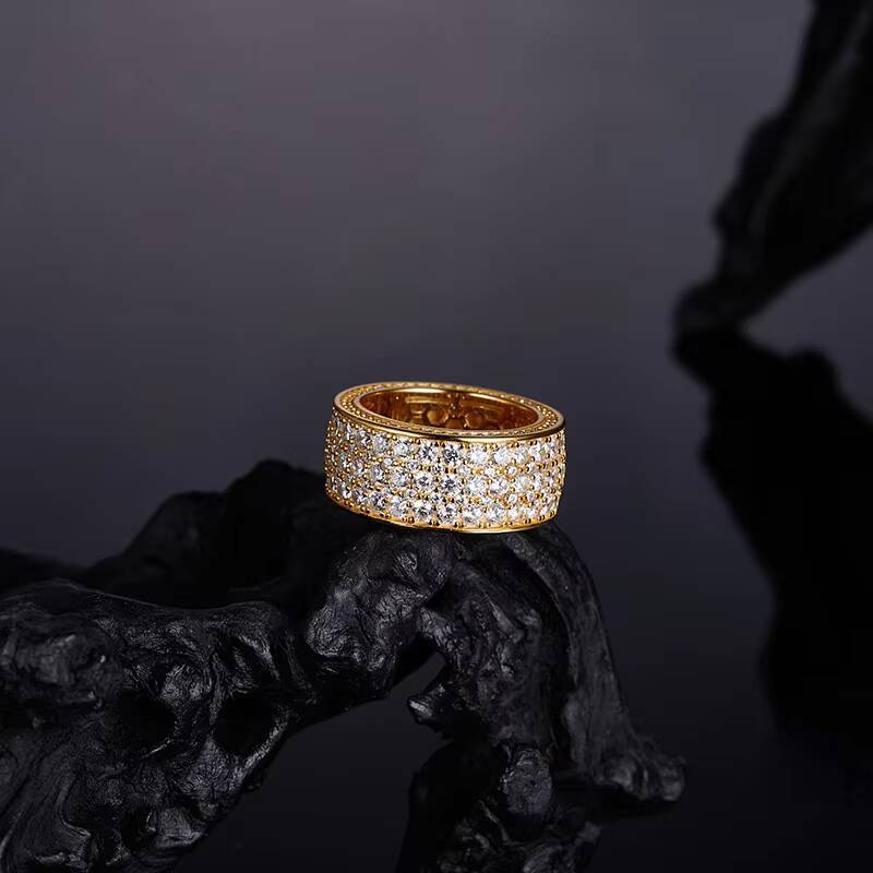 Hip Hop Luxury Jewelry 925 Sterling Silver Full Iced Out D Color Vvs Moissanite Diamond Band Ring for Women Men
