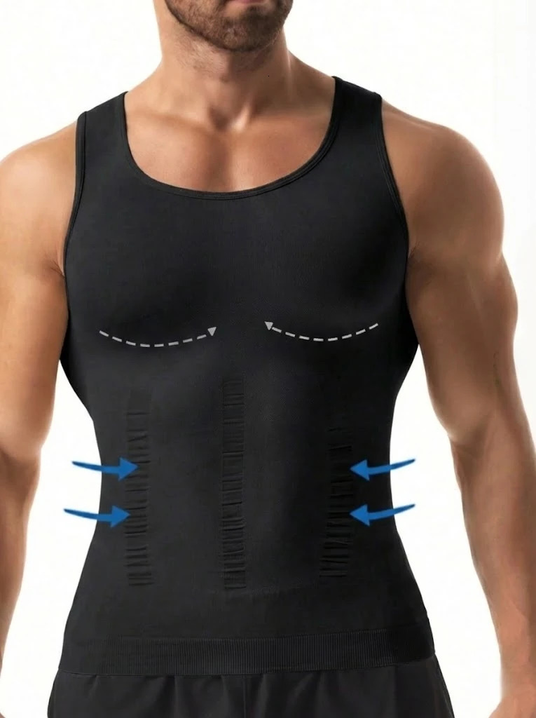 Mens Compression Slimming Shirts Shapewear Body Shaper Tank Top Vest Belly Control Undershirt 260731BJ
