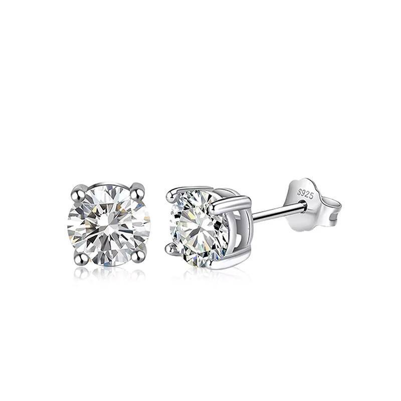 925 DEF Vvs Moissanite 4 Prongs Silver Earrings Ready to Ship Huge Stocks 0.3/0.5/1/2ct Stud