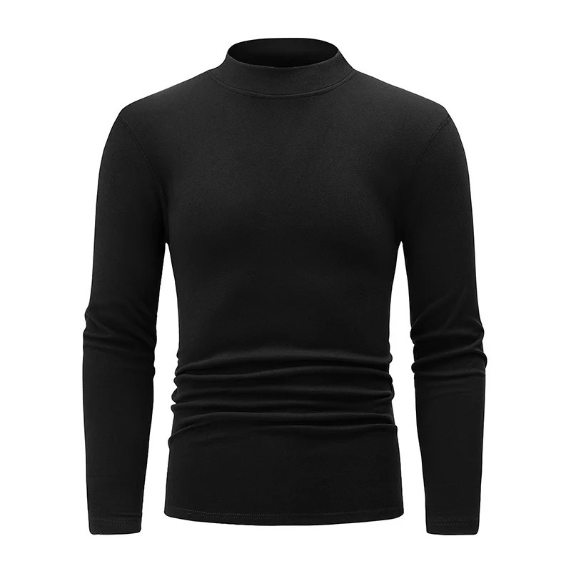 1/2piece Autumn And Winter Mens Semi High Neck Fashionable Base Long Sleeved Top Solid Color Casual Sports Fitness Warm T-shirt 260728
