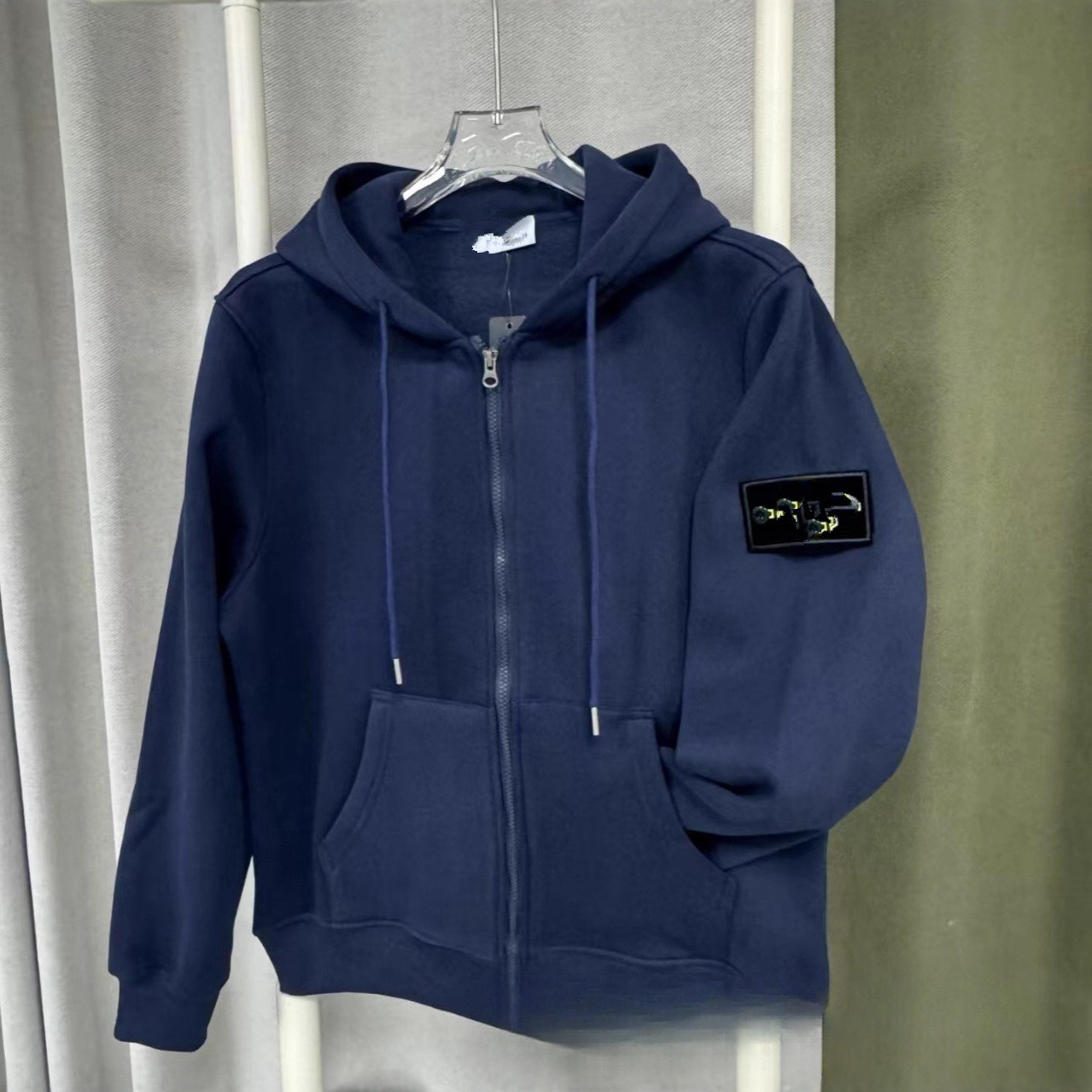 Men's Hoodies Autumn Style Loose Metal Zipper Decorative Compass Sleeve stone Compass Logo Outdoor jacket Pure Color Sweatshirt mens designer c