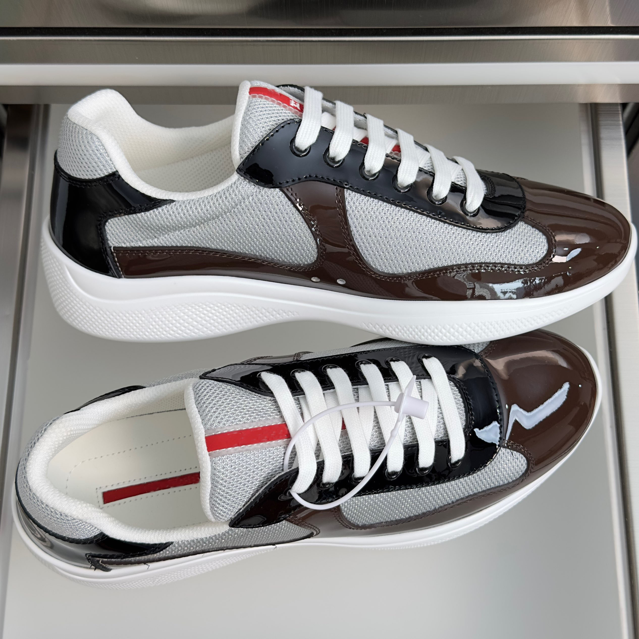 Famous Brand Men Women America's Cup Sneakers Patent leather & Technical Fabric Rubber Sole Trainers Mesh Breathable Wholesale Price Runner Spo