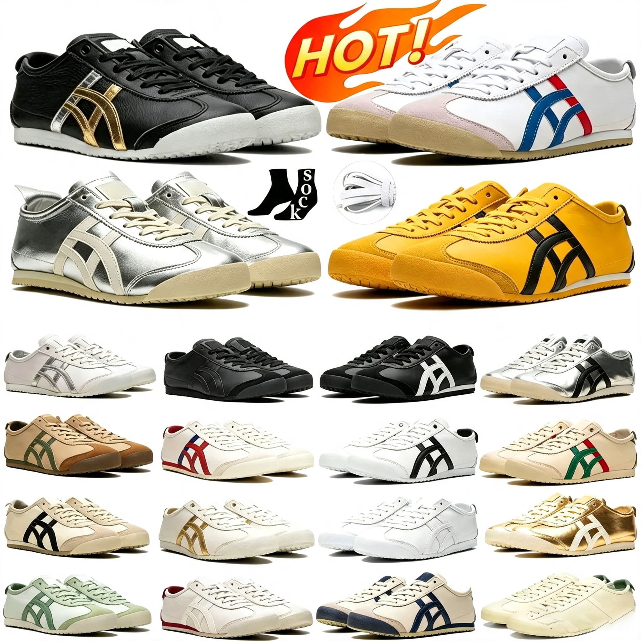 Designer Tiger Sneakers Hommes Femmes Casual Mexique 66 Bill Sier Pink Birch Peacoat Tokuten Beige Grass Vintage Leather Lows Outdoor Trainers Ch