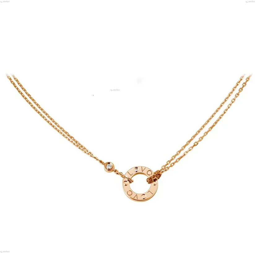 Classique deux diamants amour colliers pour femmes fille glisser pendentif Collier colliers Collier Femme 316L titane acier concepteur bijoux exq