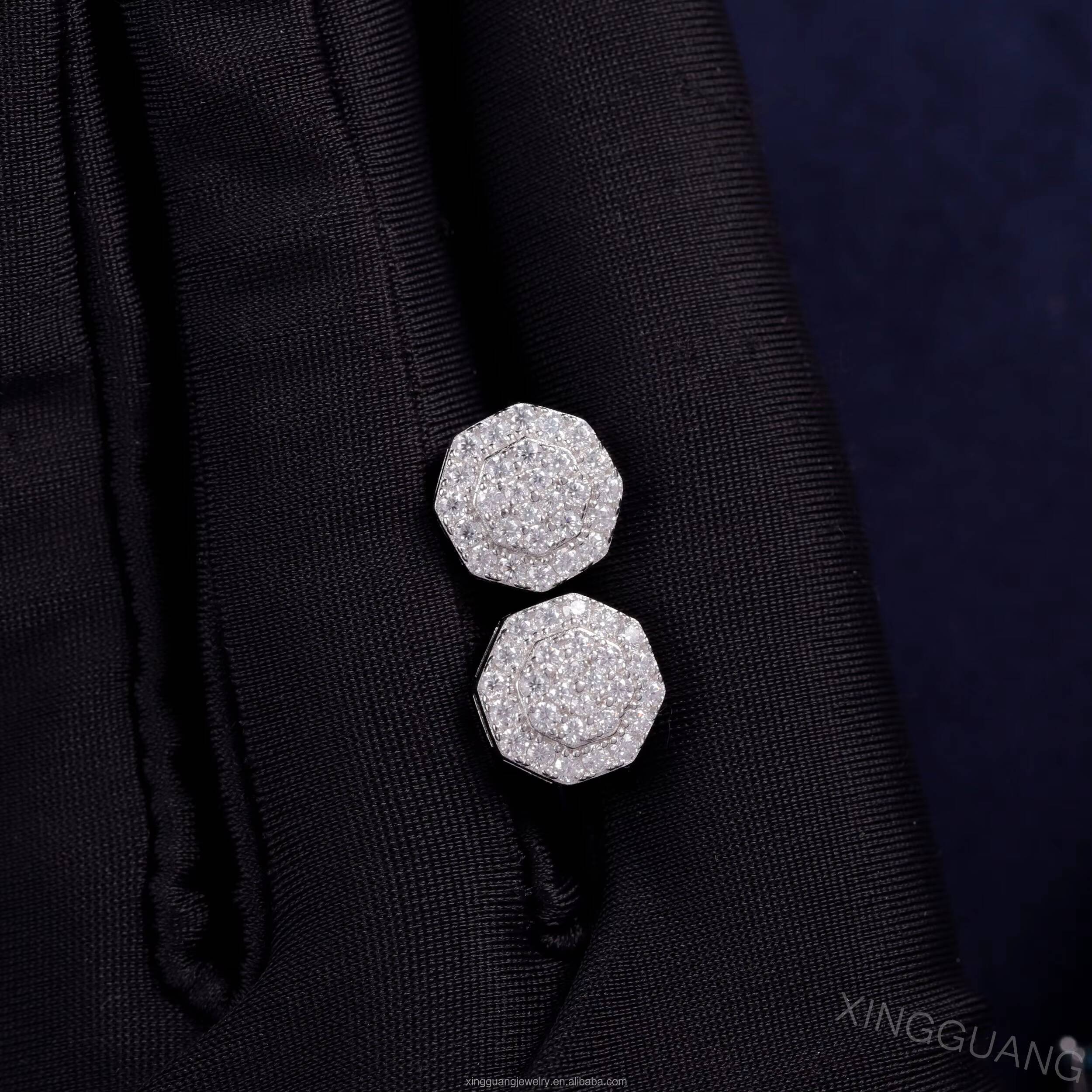 Ready to Ship Pass Tester Iced Out Diamond 925 Sterling Silver Hip Hop VVS Moissanite Stud Earrings Men Women