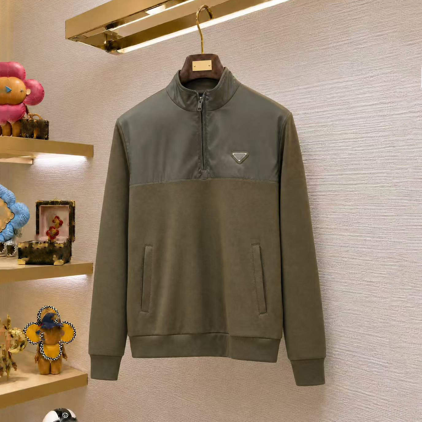 Men's hoodie, high-quality designer hoodie, 100% cotton spliced nylon pullover, sports and leisure half zip collar men's and women's